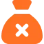 sack with an X in the middle, orange icon