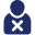 person marked with an X, blue icon
